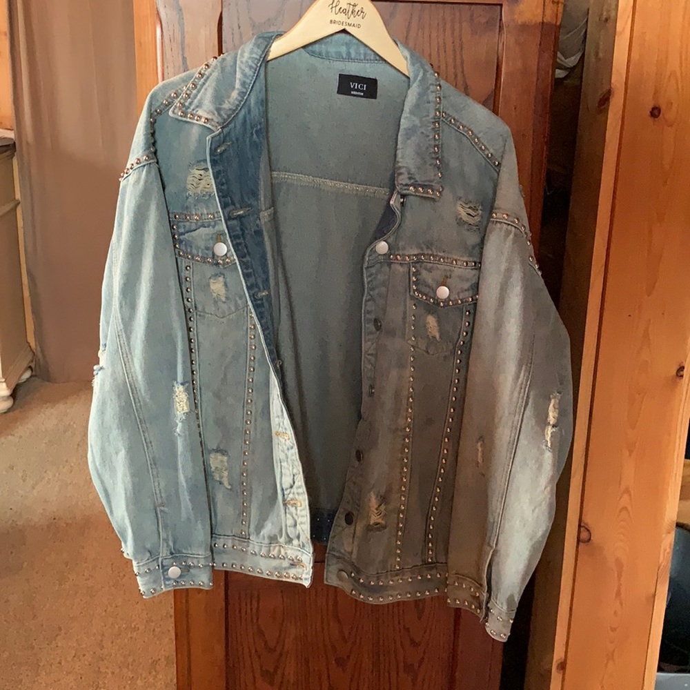 Vici destroyed Demi studded Jean jacket